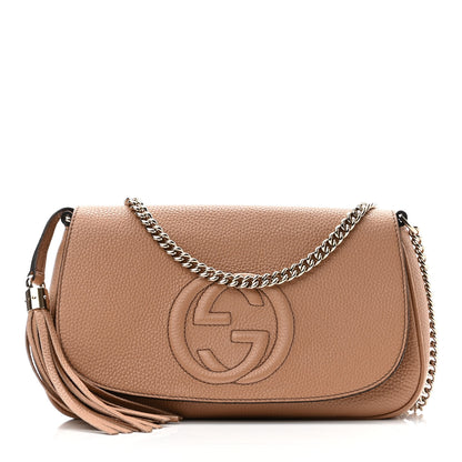 Gucci Pebbled Calfskin Medium Soho Flap Crossbody Camelia 1 of 10