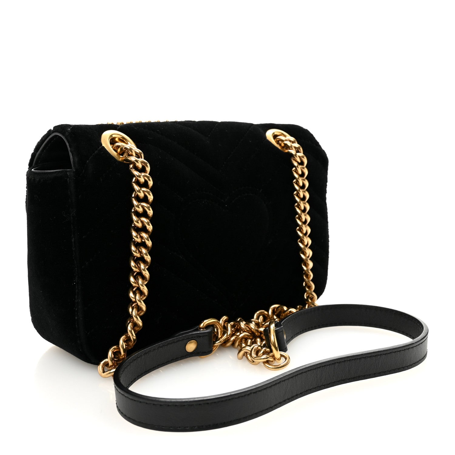 Gucci Velvet Matelasse Mini GG Marmont Shoulder Bag Black 3 of 10
