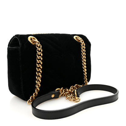 Gucci Velvet Matelasse Mini GG Marmont Shoulder Bag Black 3 of 10