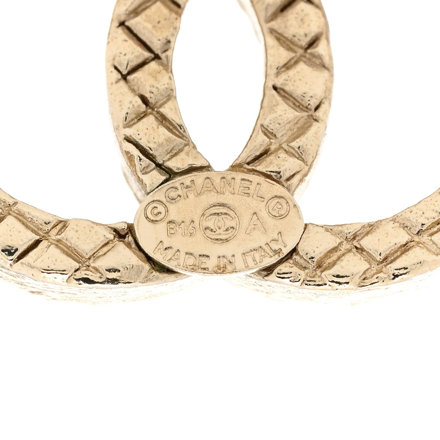 Quilted CC Earrings Gold