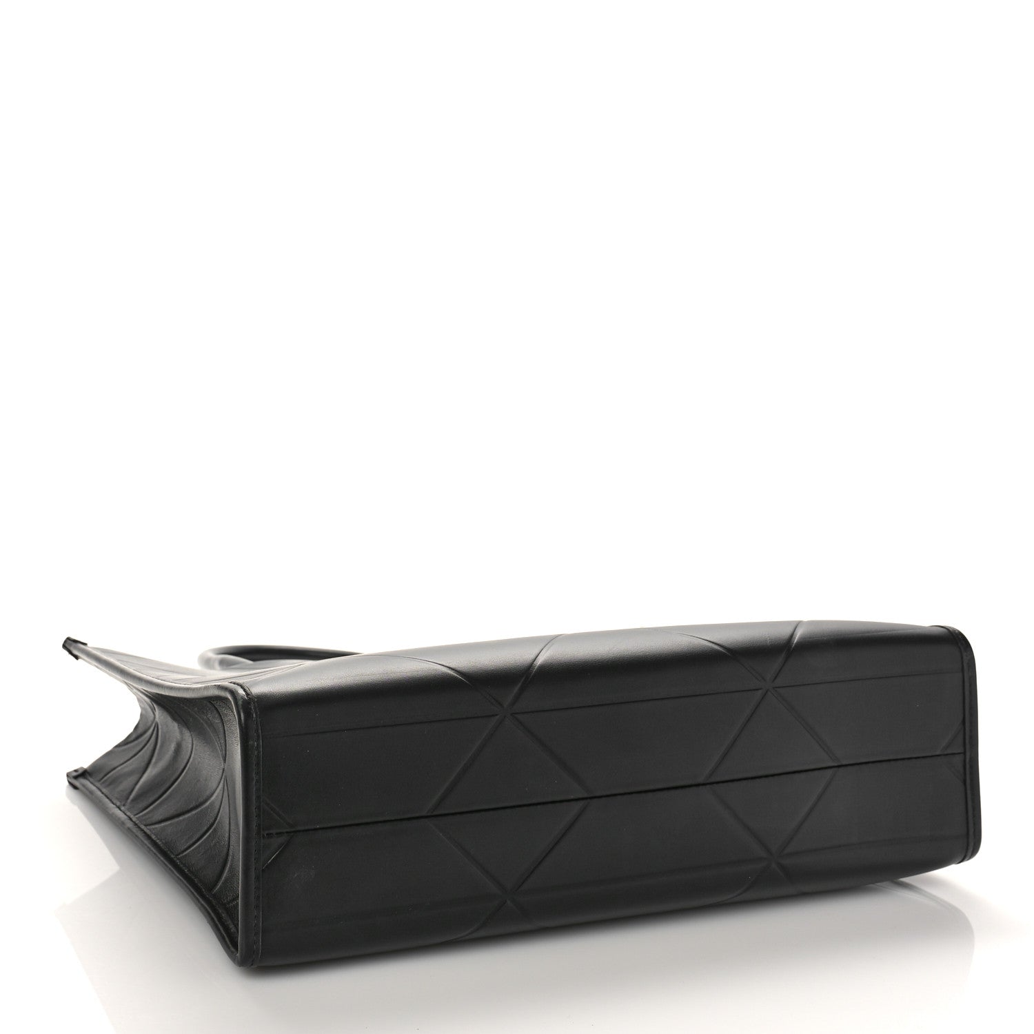 Prada Soft Calfskin Triangolo Symbole Embossed Medium Tote Black 4 of 9