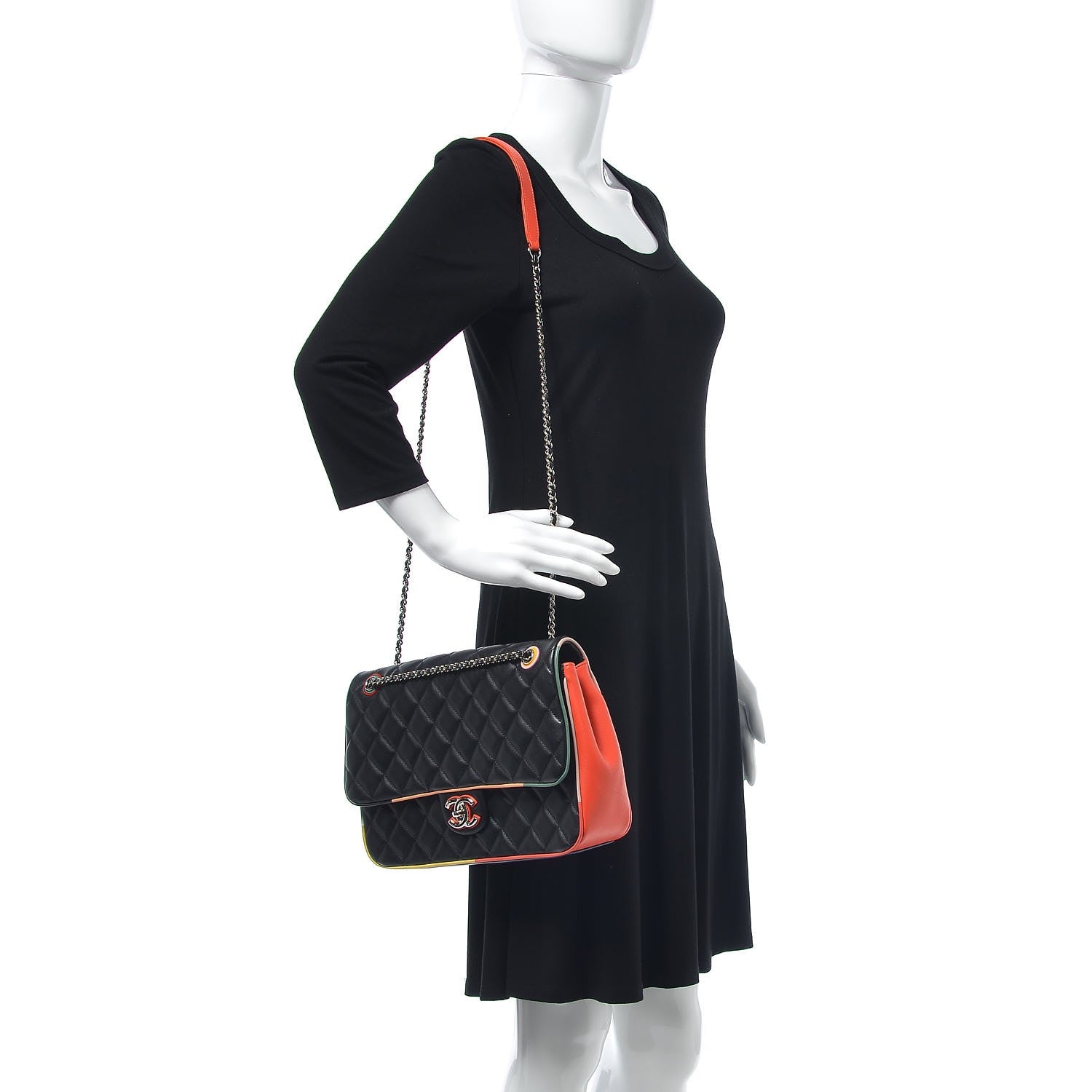 Chanel Lambskin Quilted Jumbo Cuba Color Flap Black 2 of 13