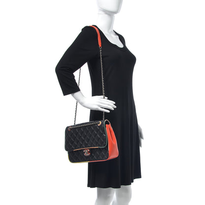 Chanel Lambskin Quilted Jumbo Cuba Color Flap Black 2 of 13