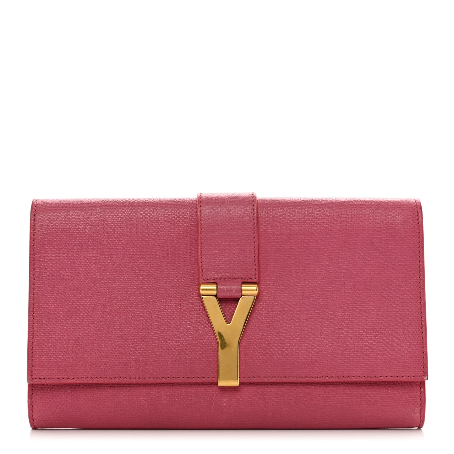 Calfskin Classic Y Ligne Clutch Fuchsia