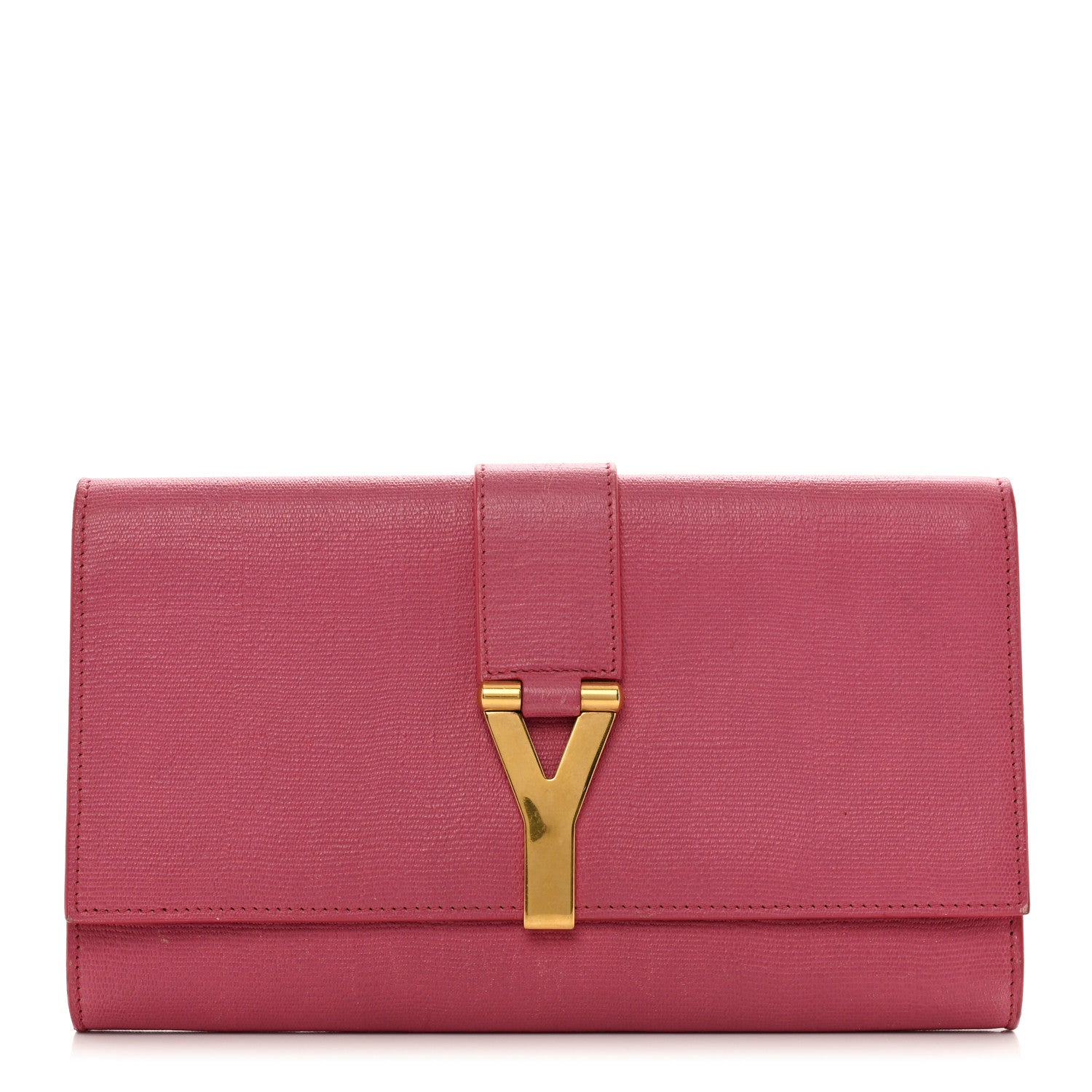 Saint Laurent Calfskin Classic Y Ligne Clutch Fuchsia 1 of 12