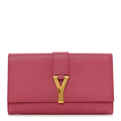 Saint Laurent Calfskin Classic Y Ligne Clutch Fuchsia 1 of 12