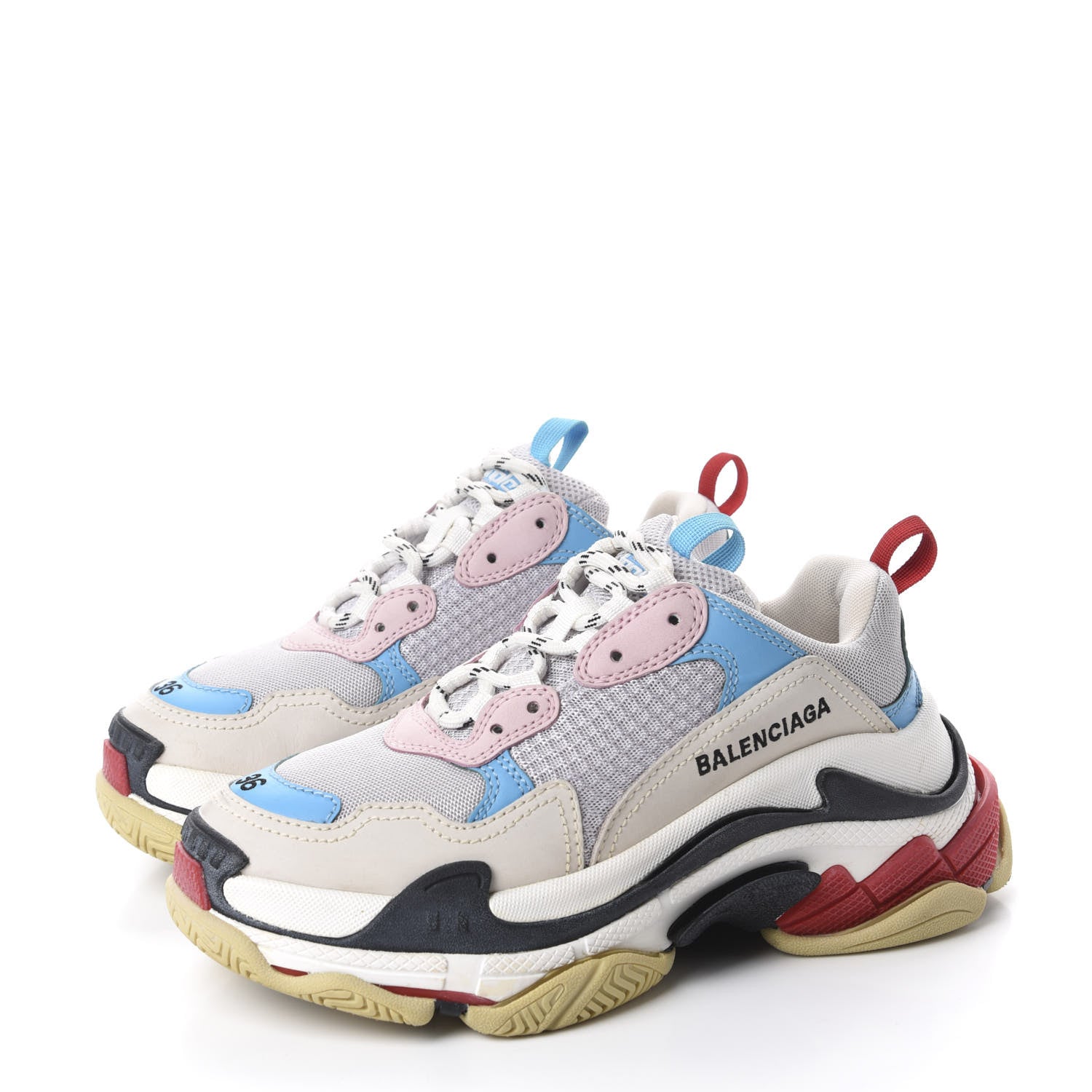 Balenciaga Fabric Mesh Womens Triple S Sneakers 36 White Blue Pink 3 of 10