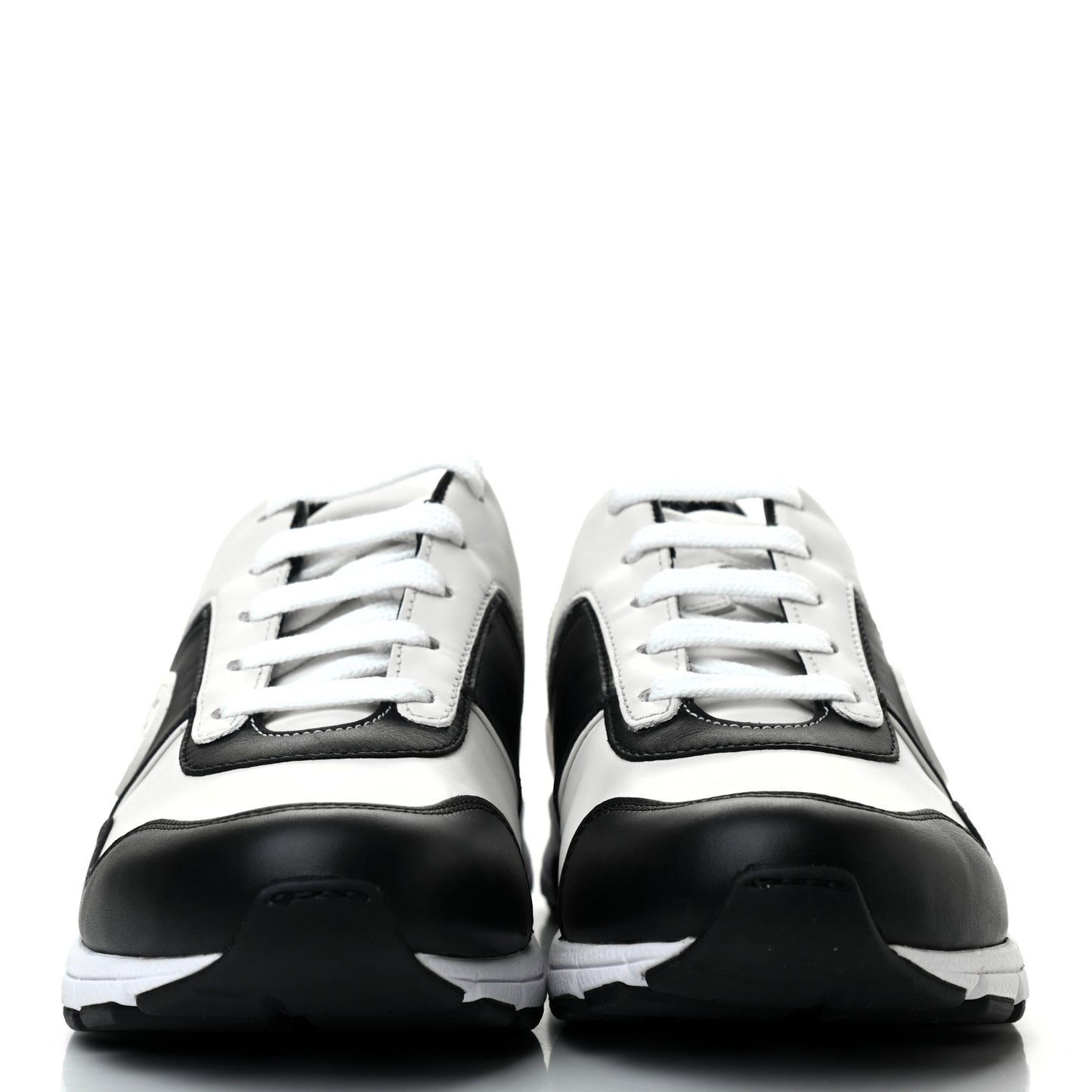 Calfskin Womens Interlocking G Sneakers 38 Black White