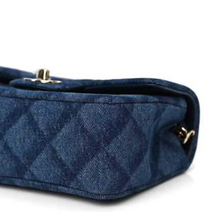 Chanel Printed Denim Quilted Mini Rectangular Flap Dark Blue 10 of 10