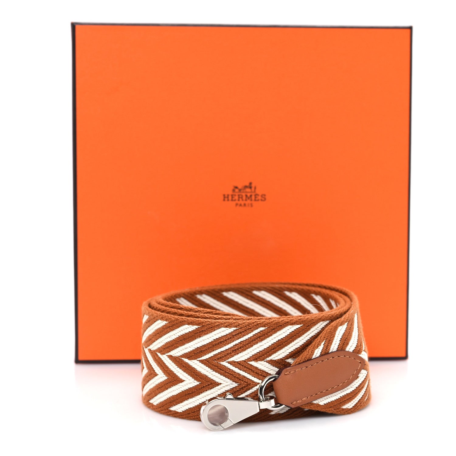 Hermes Toile Swift 50mm Sangle ZigZag Shoulder Strap Gold White 5 of 5