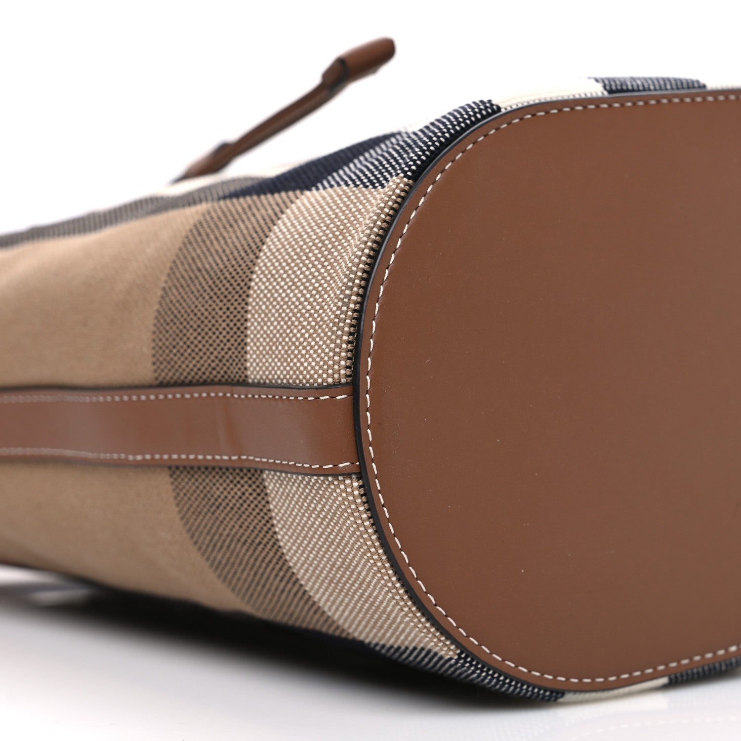 Burberry Giant Check Canvas Small Bucket Bag Taupe Brown 10 of 11