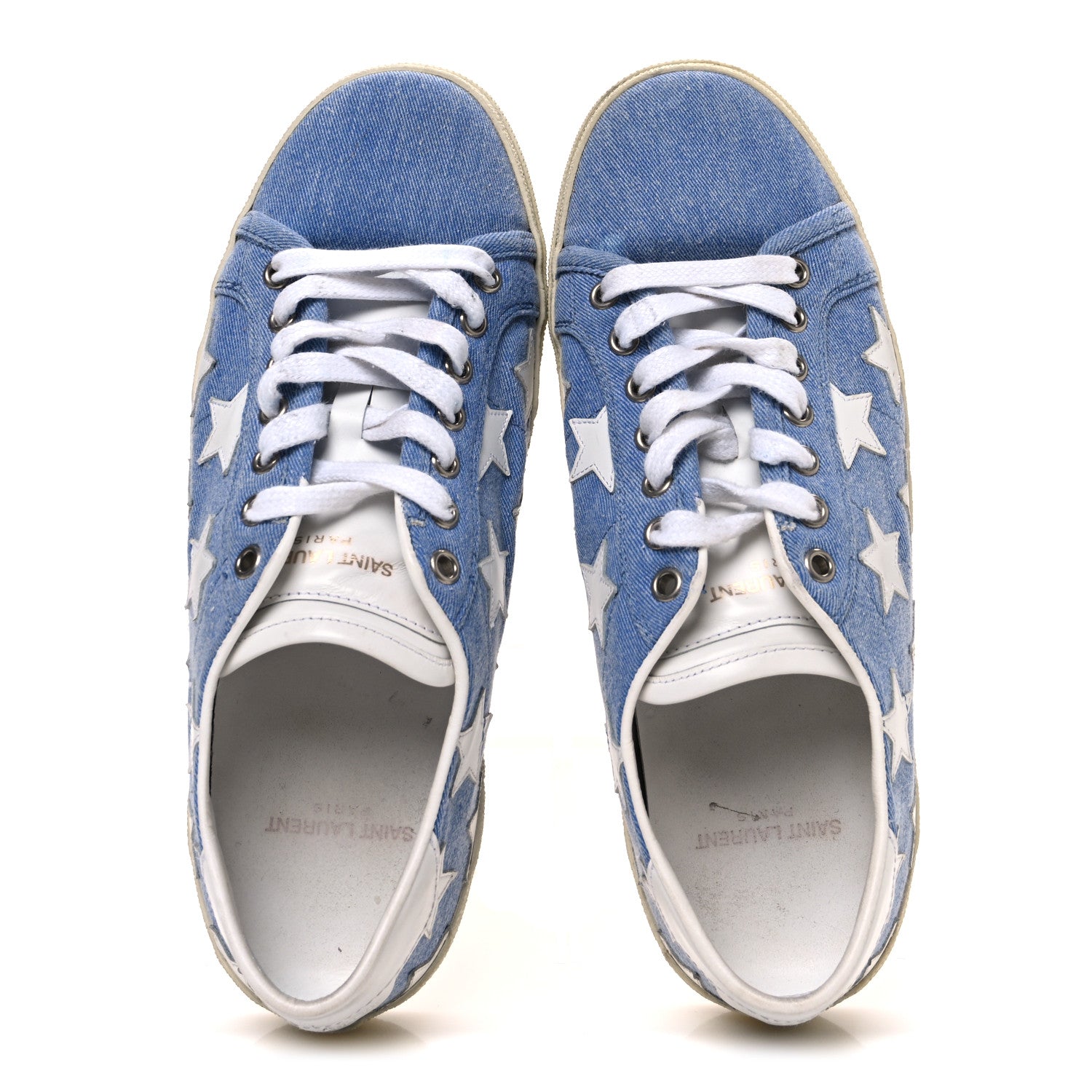 Saint Laurent Denim Calfskin Star Court Sneakers 39 Blue 2 of 9
