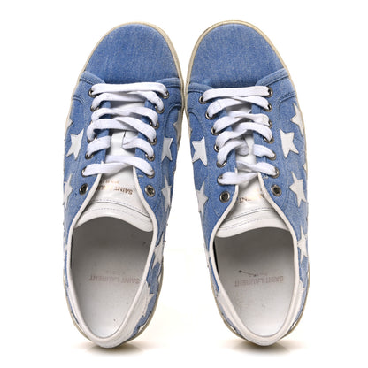 Saint Laurent Denim Calfskin Star Court Sneakers 39 Blue 2 of 9