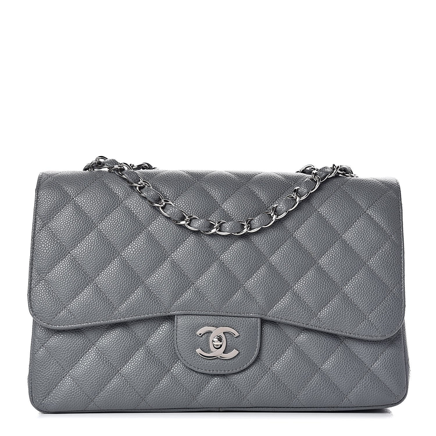 Chanel Caviar Quilted Jumbo Single Flap Grey 1 of 18