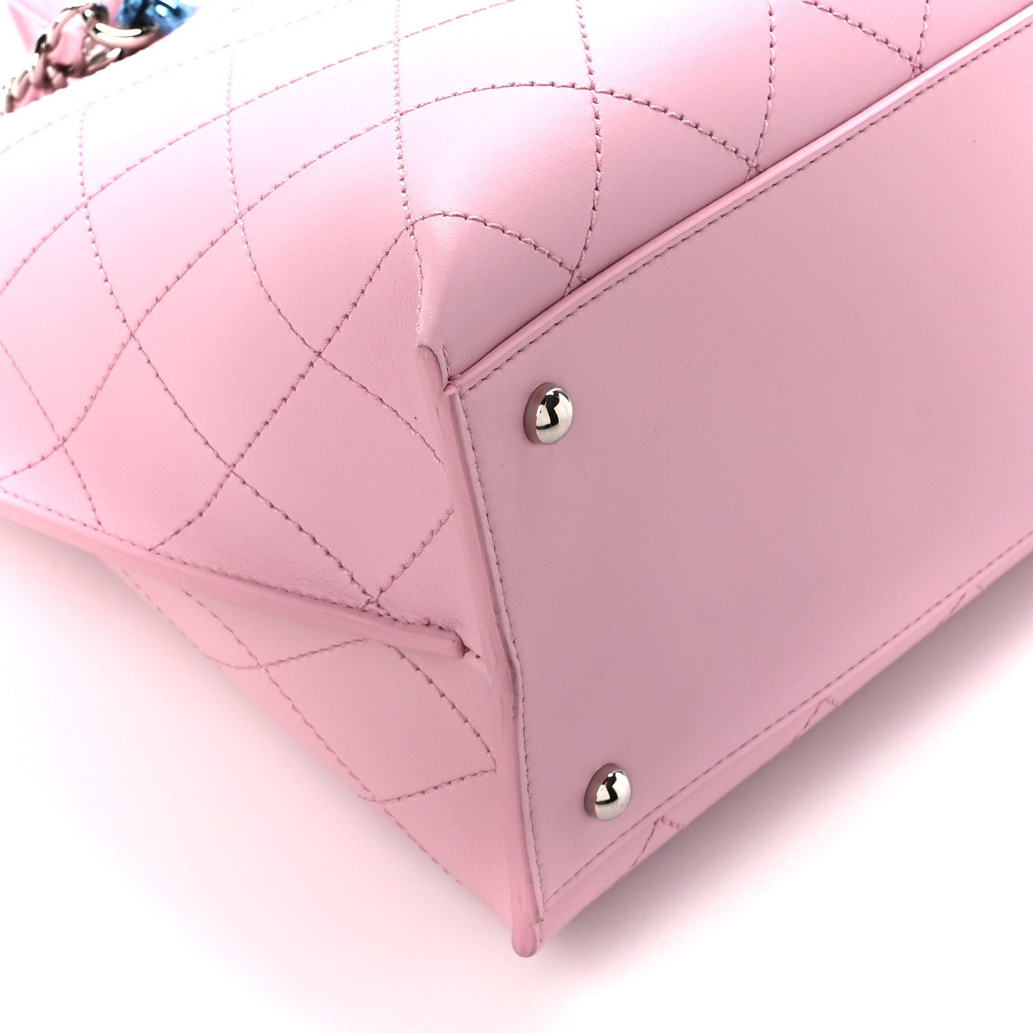 Chanel Calfskin Stitch Medium Ring My Bag Shopping Tote Pink 9 of 12