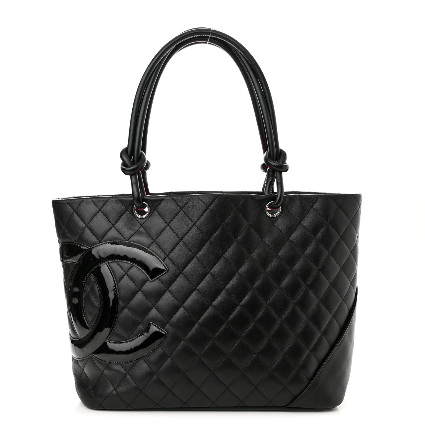 Calfskin Quilted Large Cambon Tote Black