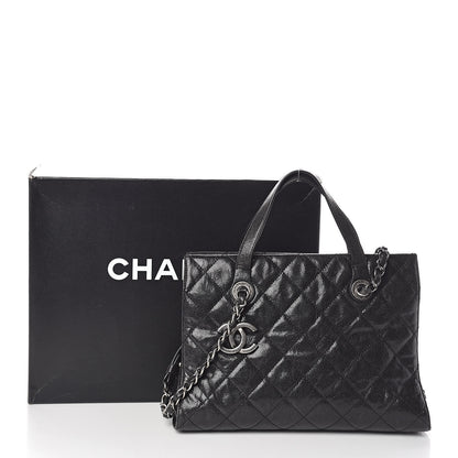 Chanel Crumpled Grained Calfskin Quilted CC Crave Tote Black 11 of 11