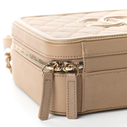 Chanel Caviar Quilted Medium CC Filigree Vanity Case Beige 8 of 9
