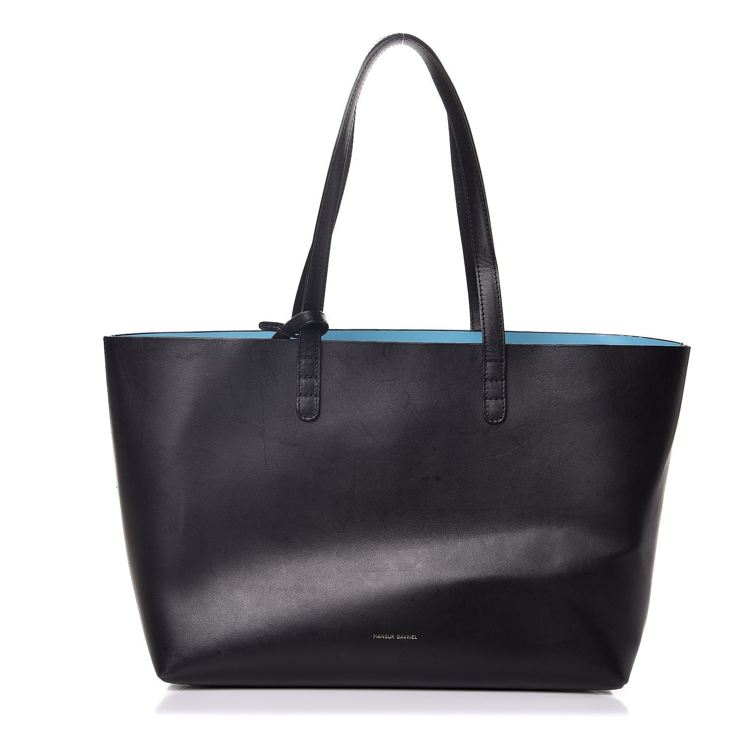 Mansur Gavriel Calfskin Small Shopping Tote Black Blue 3 of 13