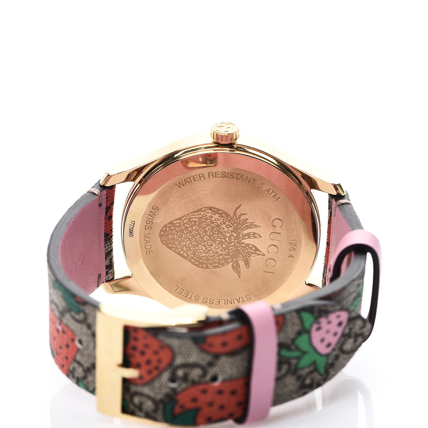 Stainless Steel Canvas 38mm G-Timeless GG Supreme Strawberry Quartz Watch Brown
