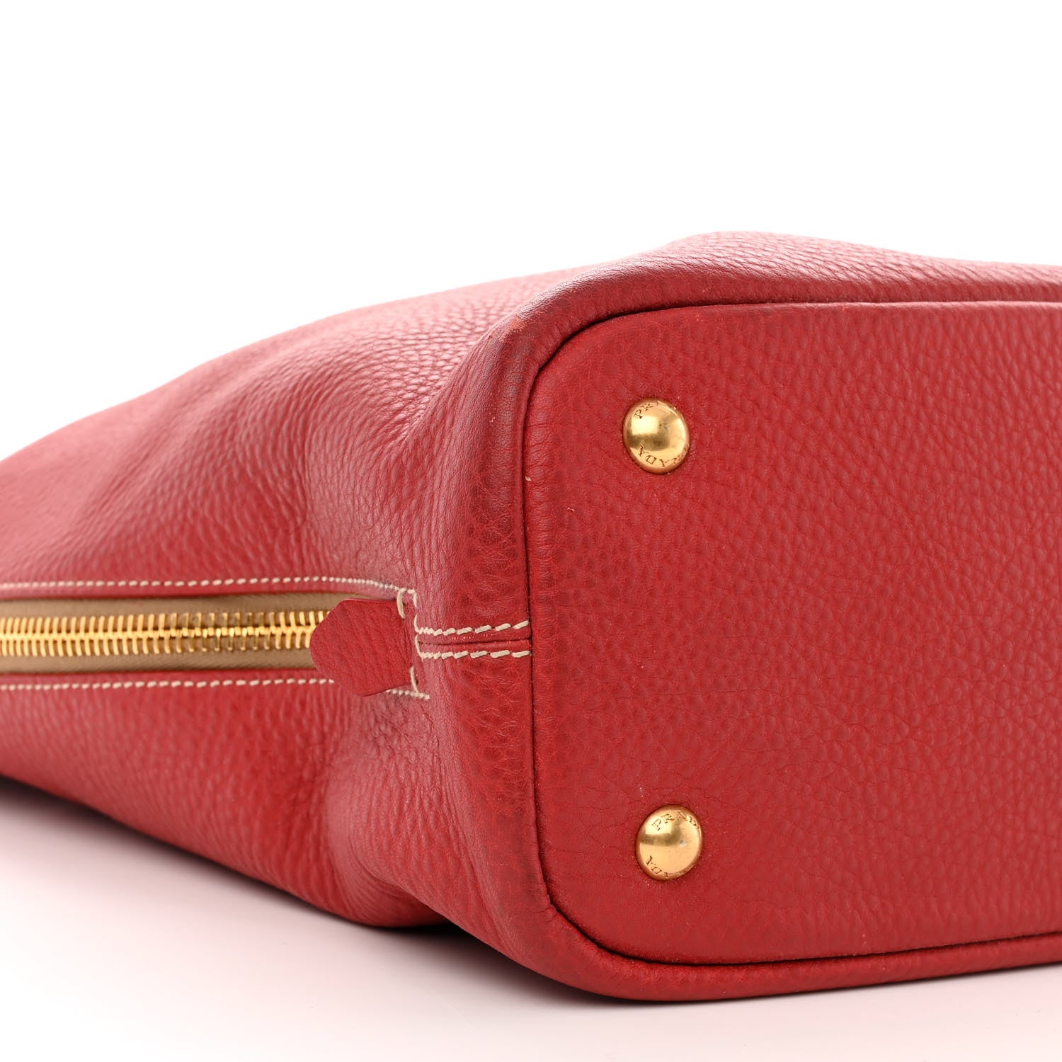 Prada Vitello Daino Side Zip Shopper Tote Rosso 10 of 11