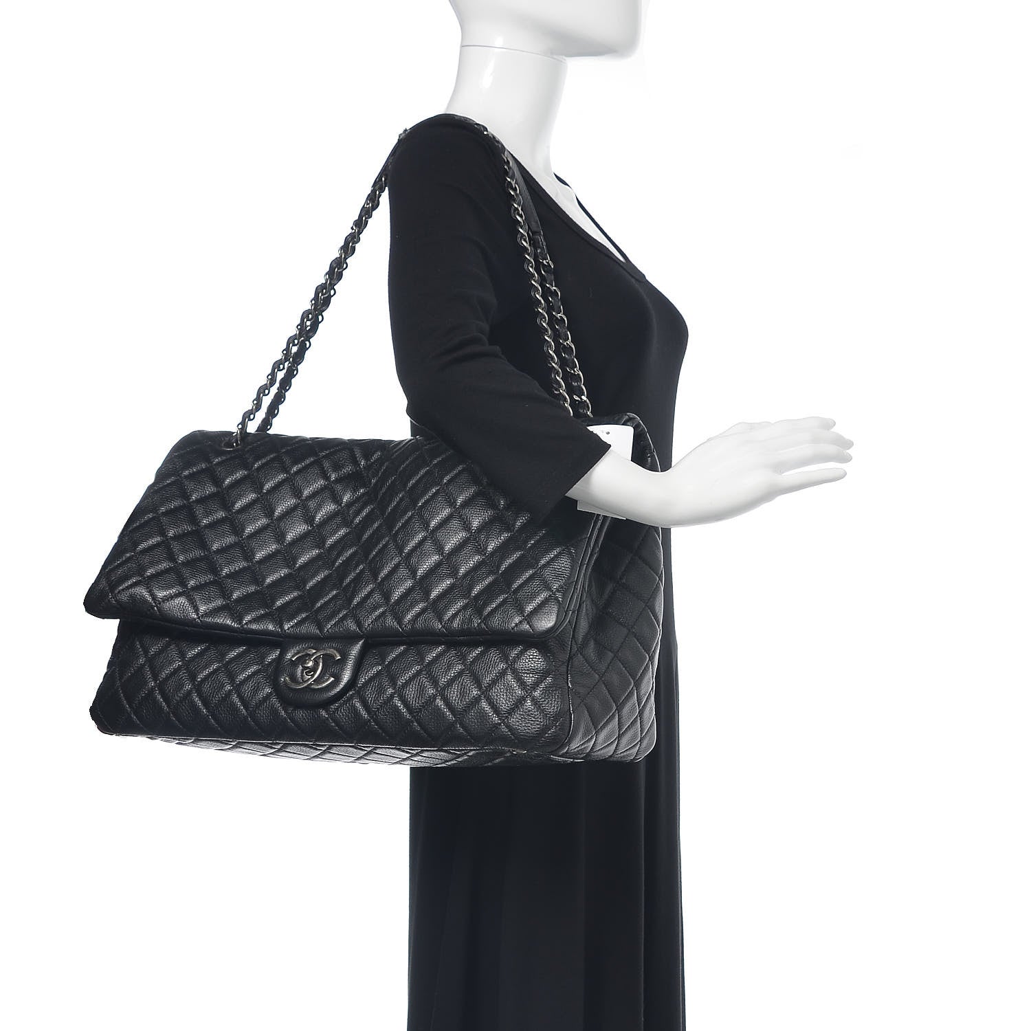 Chanel Calfskin Quilted XXL Travel Flap Bag Black 2 of 9