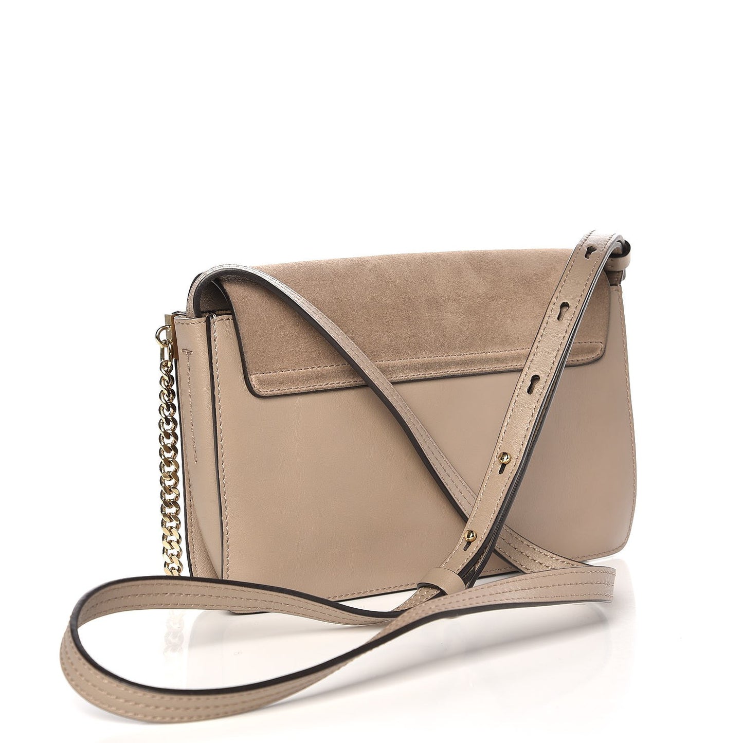 Suede Calfskin Small Faye Shoulder Bag Motty Grey
