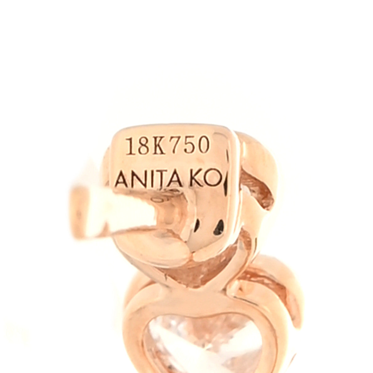 Anita Ko 18K Rose Gold Diamond Bezel Heart Hoop Earrings 4 of 5