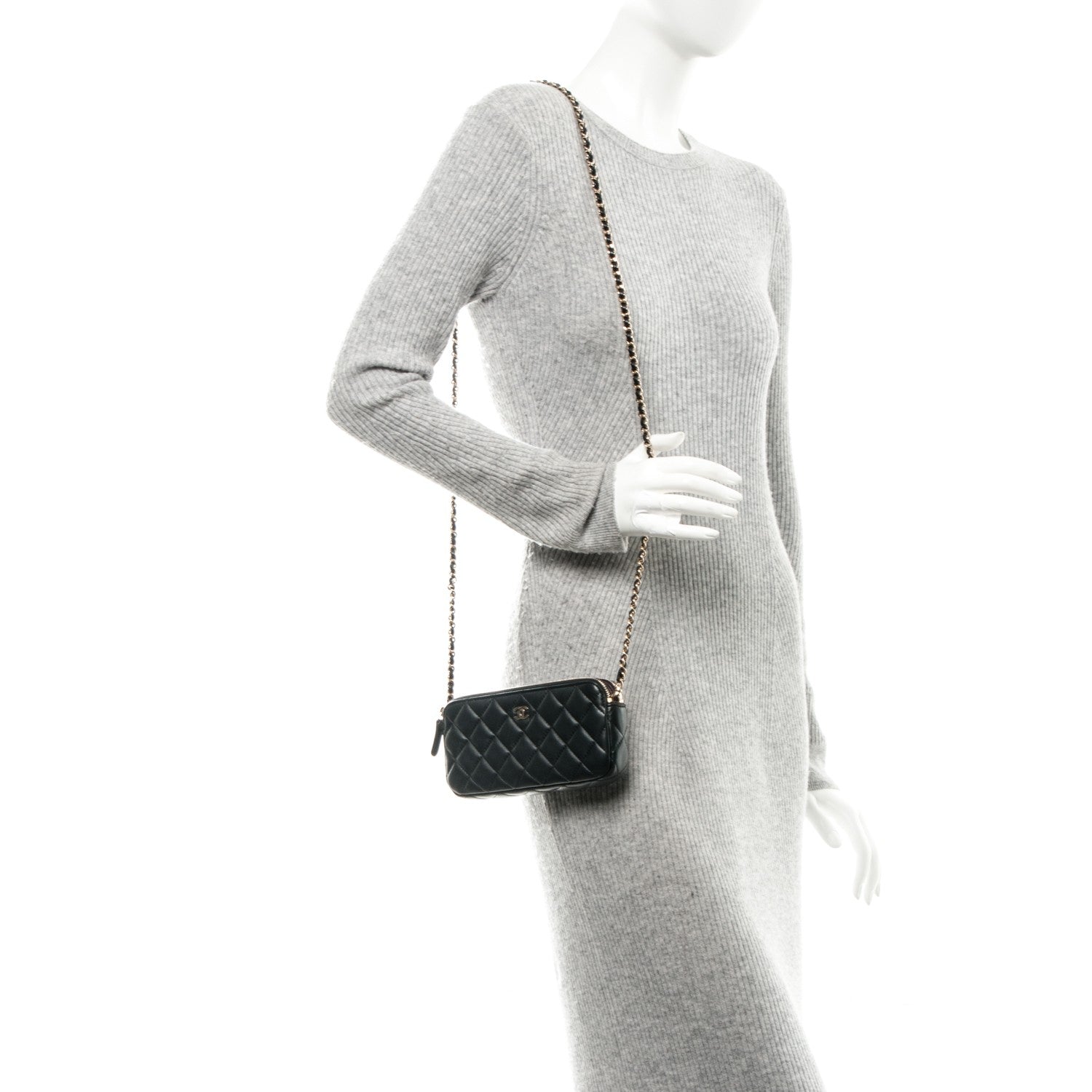 Chanel Lambskin Quilted Small Clutch With Chain Black 2 of 8