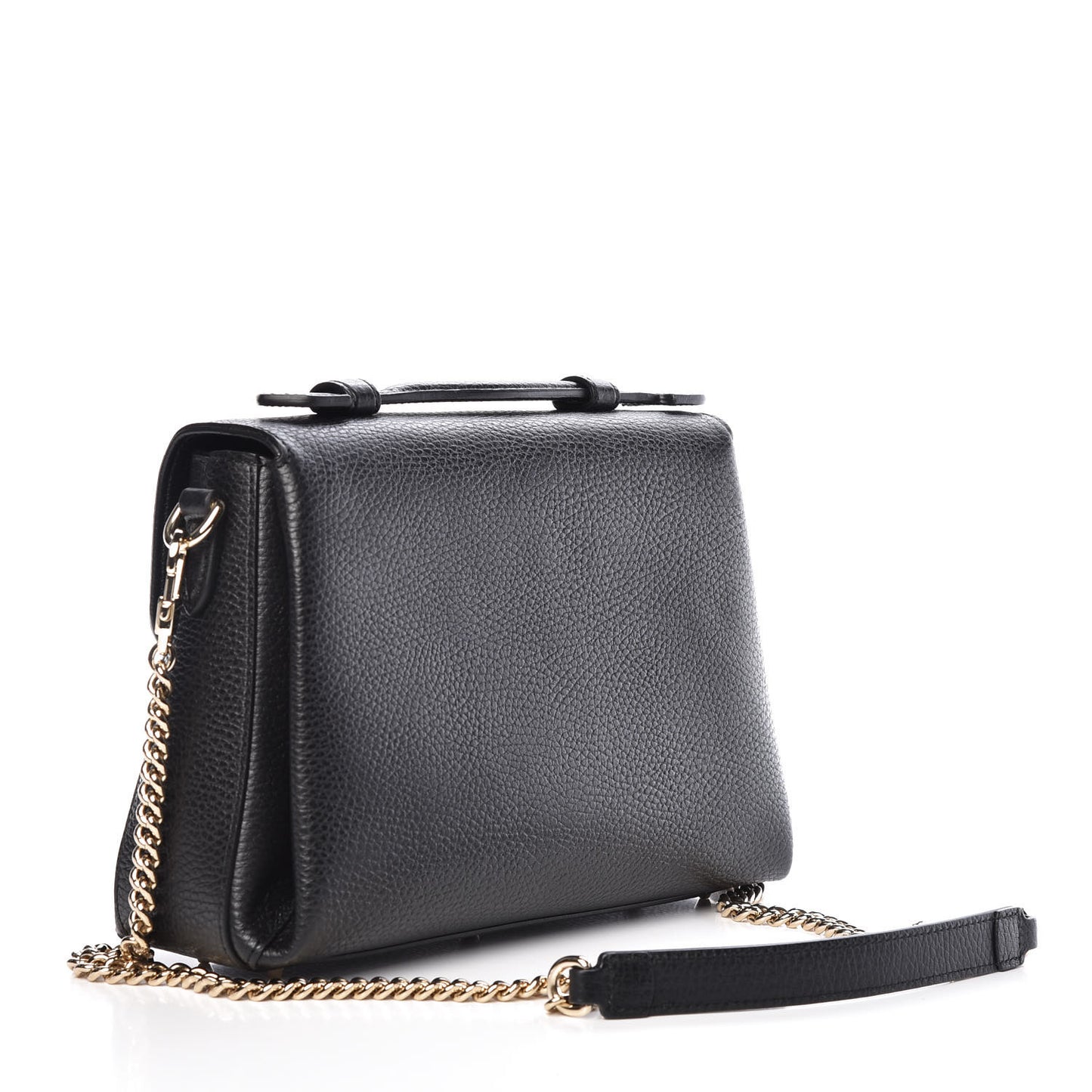 Dollar Calfskin Interlocking G Top Handle Shoulder Bag Black