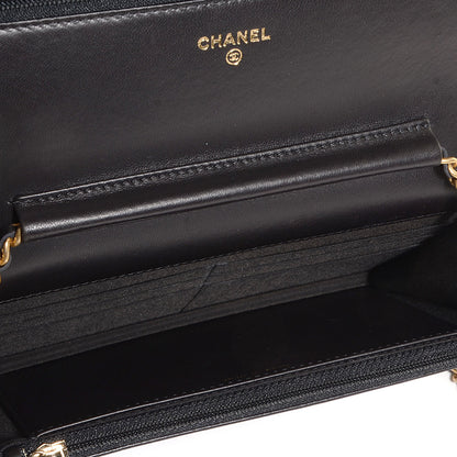 Chanel Lambskin Quilted Boy Wallet On Chain WOC Black 5 of 9
