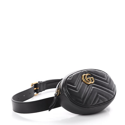 Gucci Calfskin Matelasse GG Marmont Belt Bag 75 30 Black 3 of 7