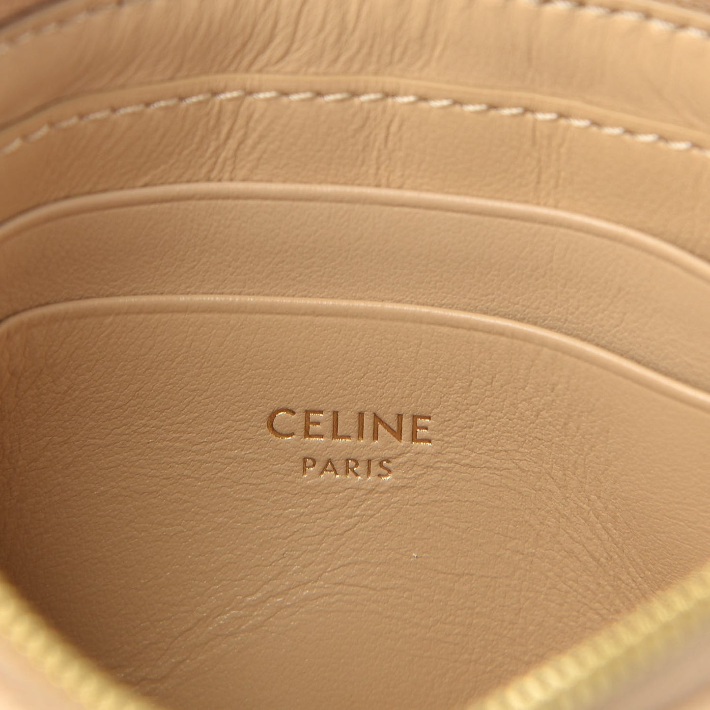 Calfskin Quilted C Charm Coin Card Pouch Nude