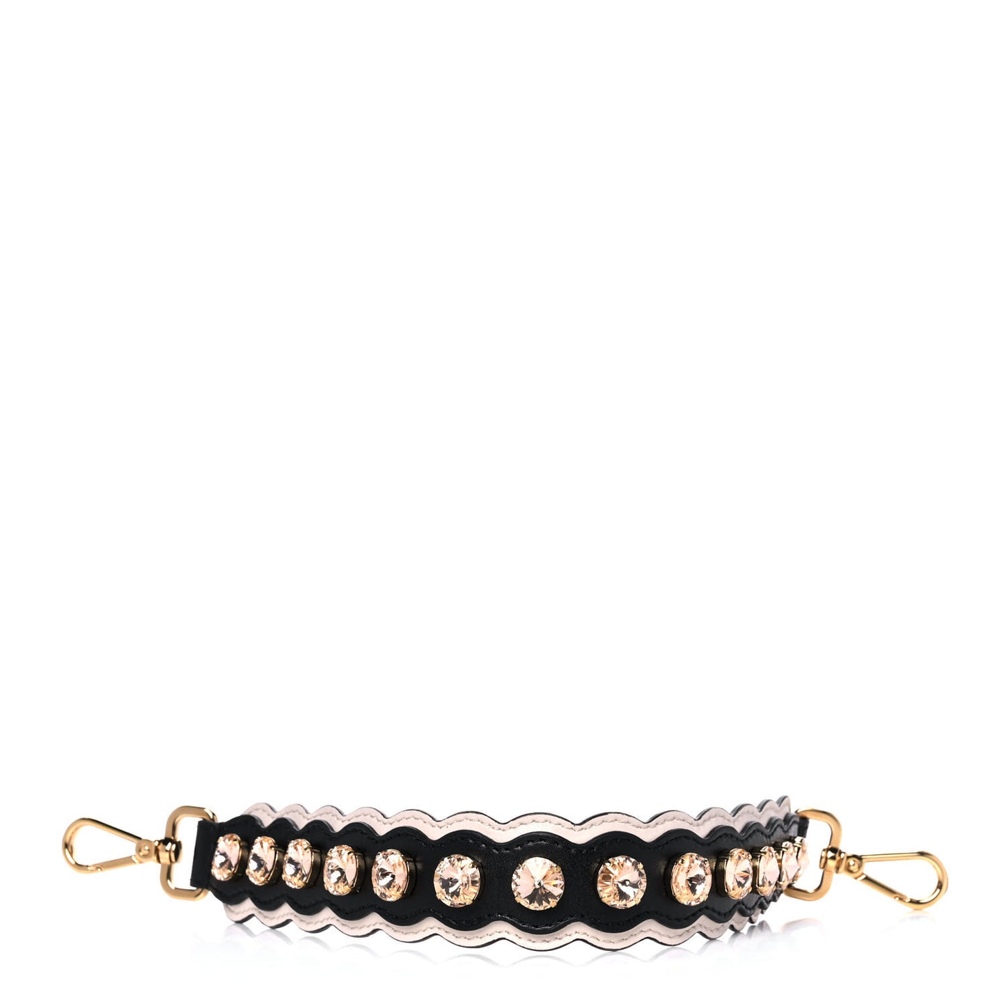 Calfskin Crystal Embellished Mini Strap You Black Camelia