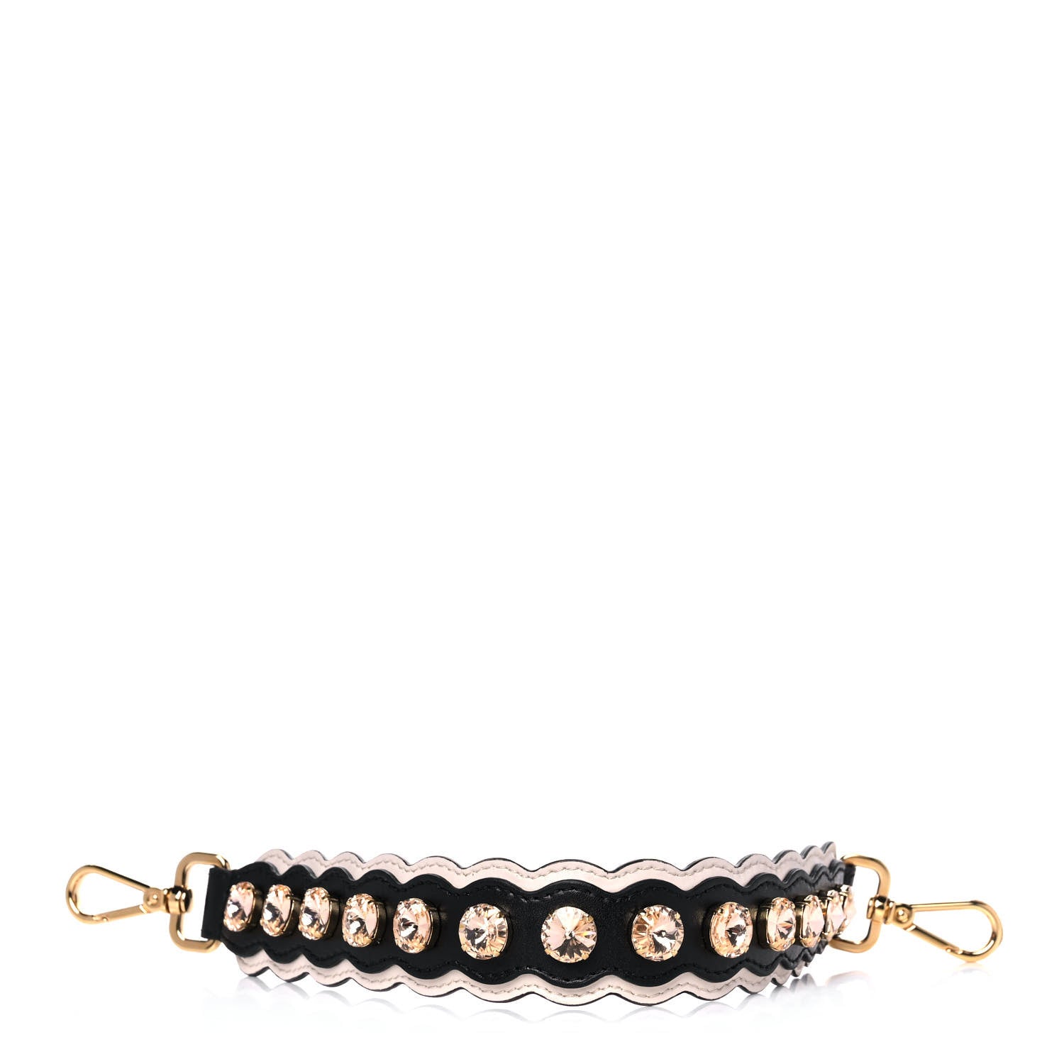 Fendi Calfskin Crystal Embellished Mini Strap You Black Camelia 1 of 7