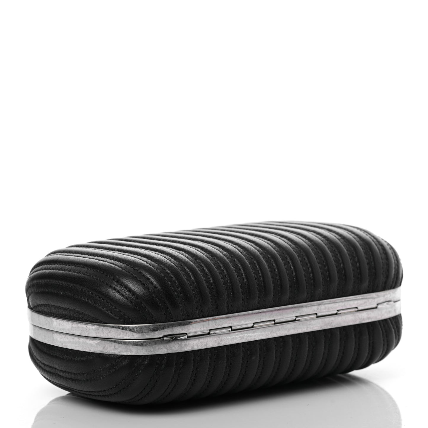 Calfskin Skull Box Clutch Black