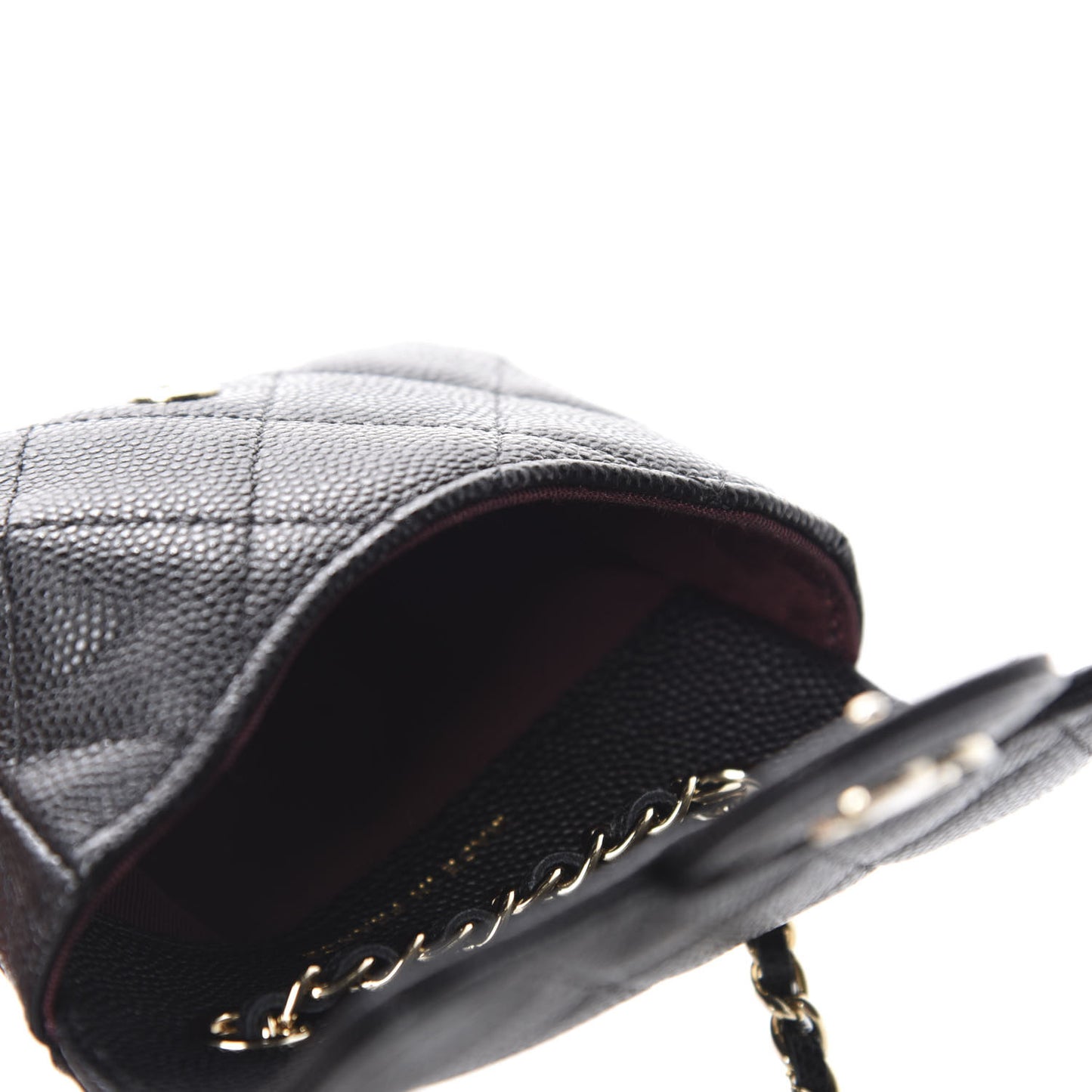 Caviar Quilted Mini Chain Belt Bag Black