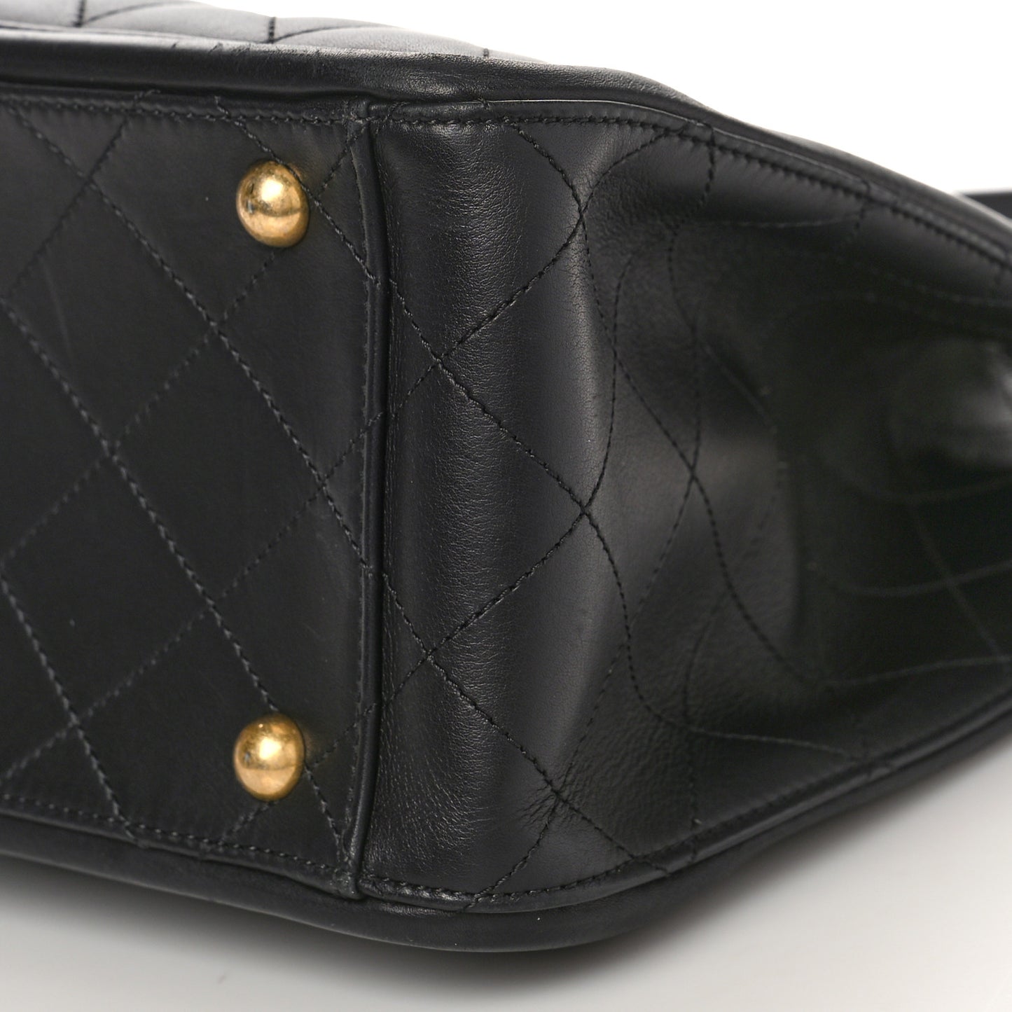 Lambskin Quilted Elegant CC Shopping Tote Black