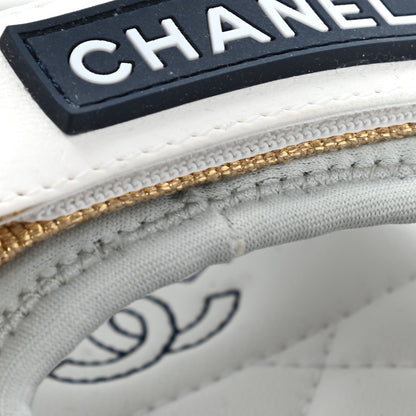 Chanel Goatskin Fabric Gladiator Sandals 40 White Light Grey Navy Blue 11 of 11