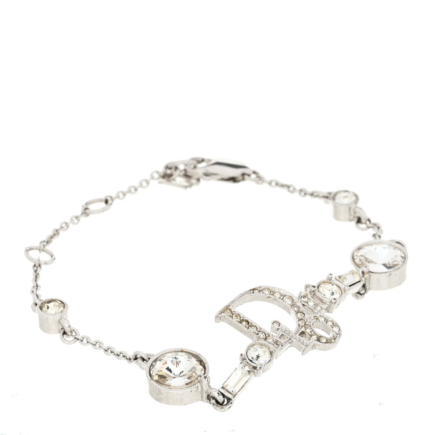 Metal Crystal Logo Bracelet Silver