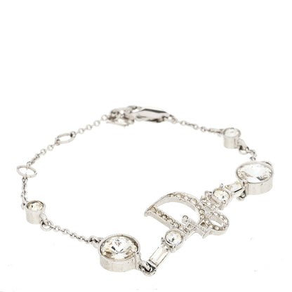 Christian Dior Metal Crystal Logo Bracelet Silver 1 of 3