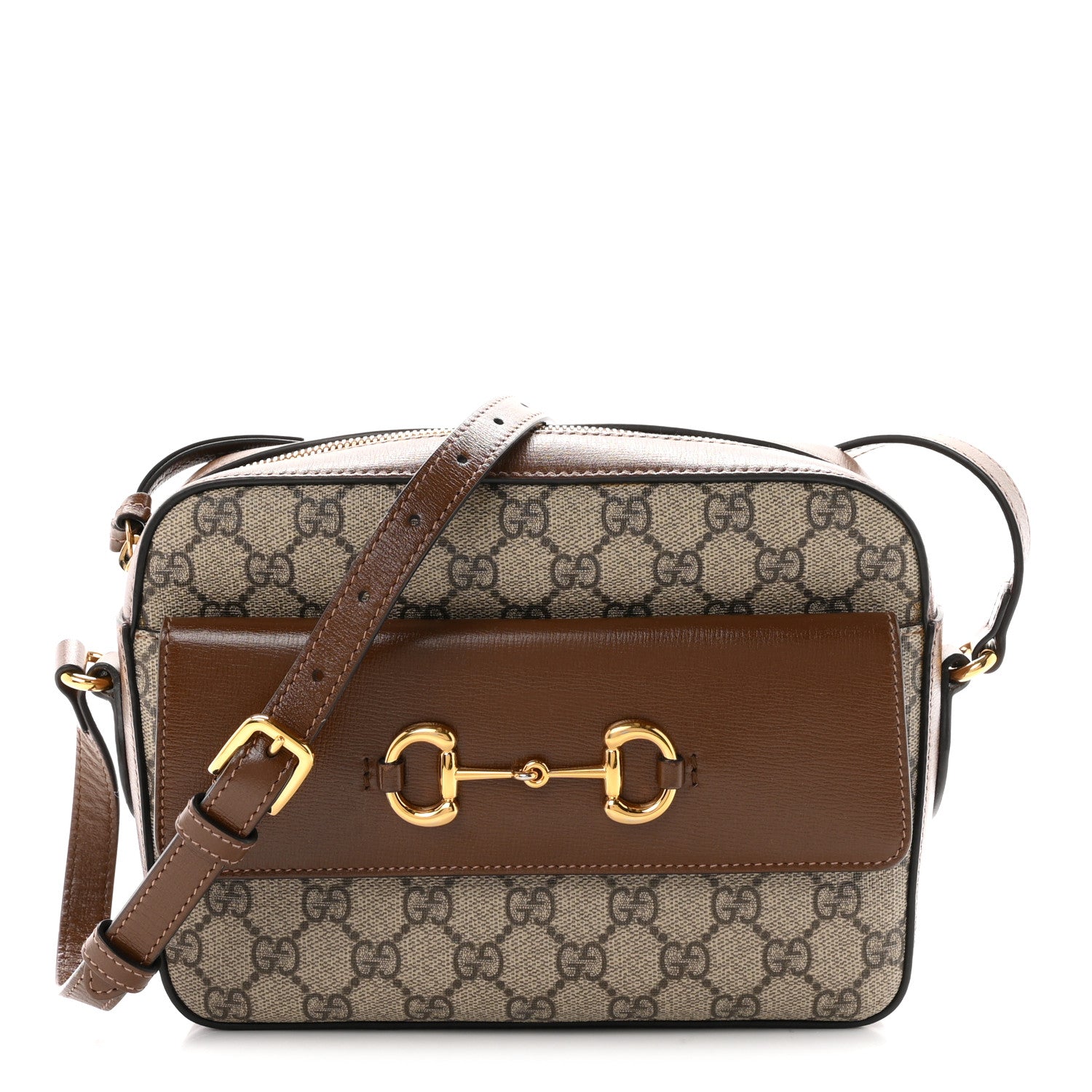 Gucci GG Supreme Monogram Small Horsebit 1955 Shoulder Bag Beige Brown Sugar 1 of 10