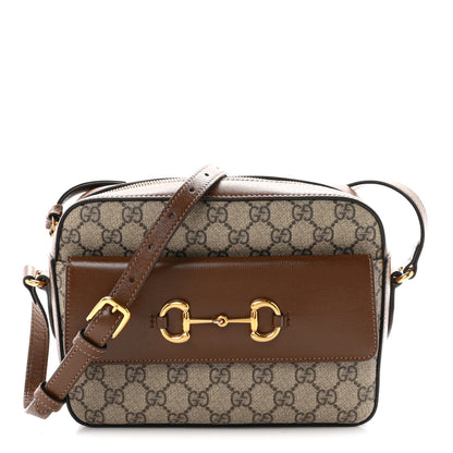 Gucci GG Supreme Monogram Small Horsebit 1955 Shoulder Bag Beige Brown Sugar 1 of 10