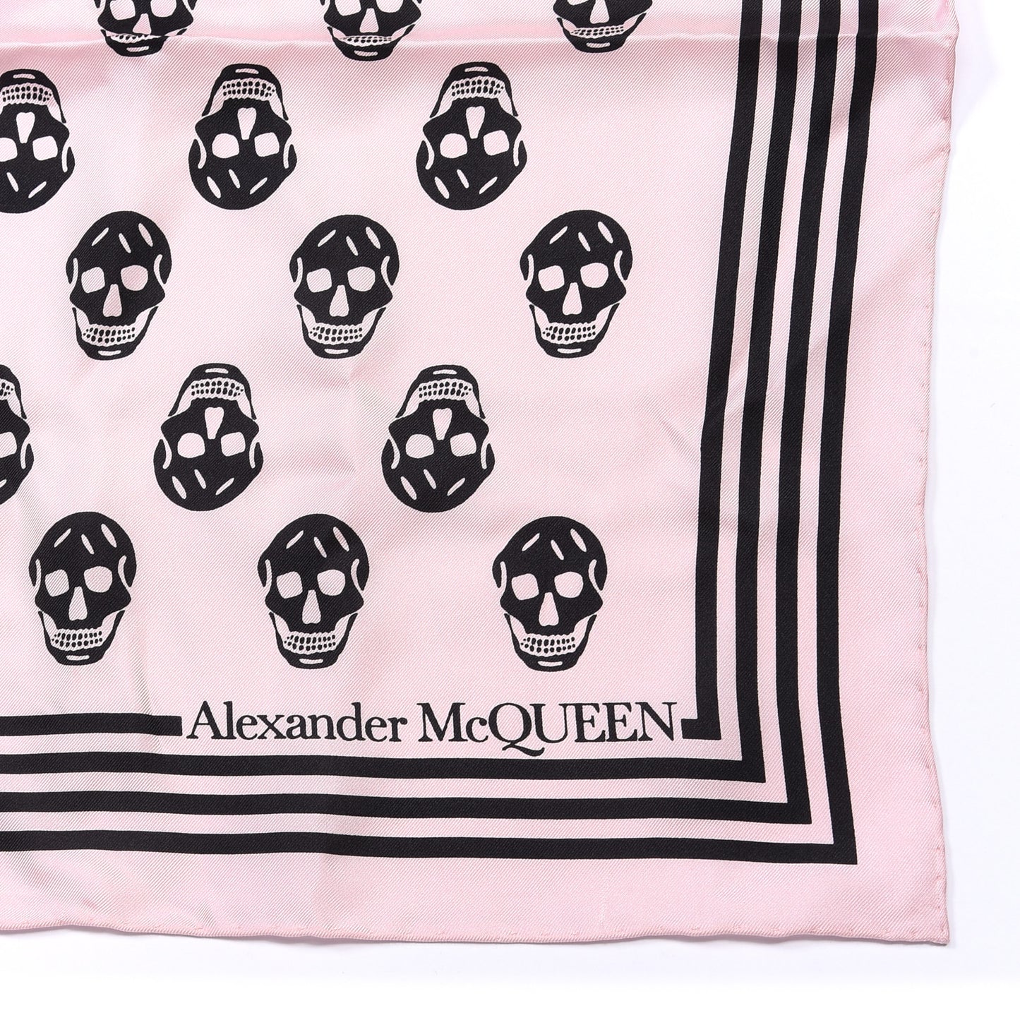 Silk Skull Scarf Pink Black