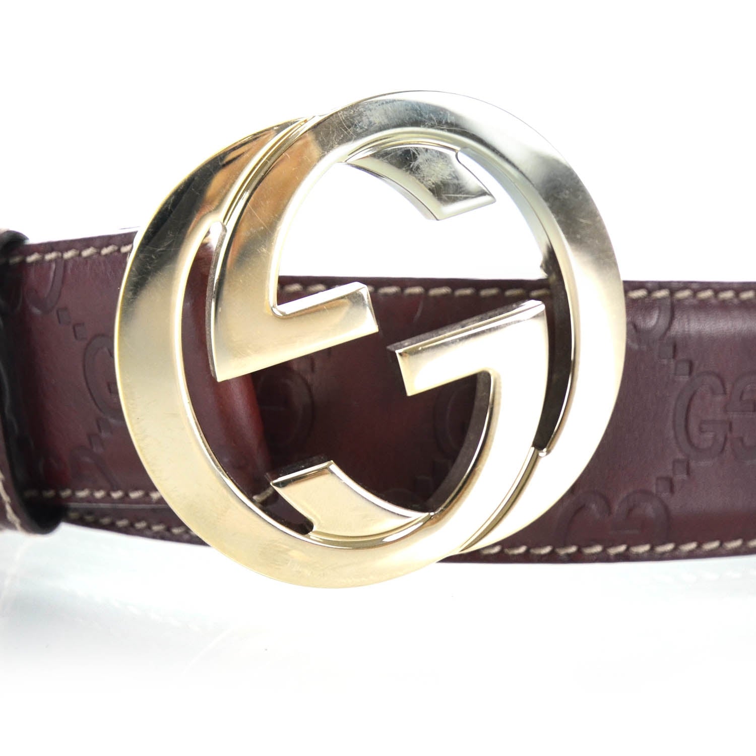 Gucci Guccissima GG Belt 85 34 Dark Red 2 of 5