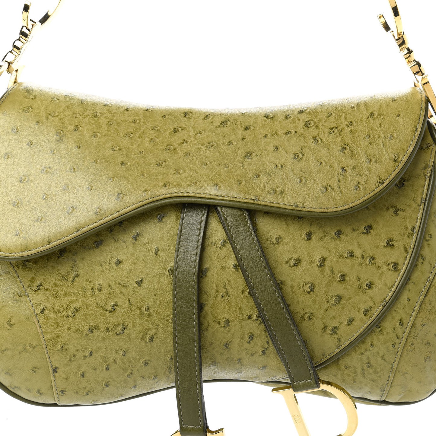 Ostrich Double Saddle Bag Green