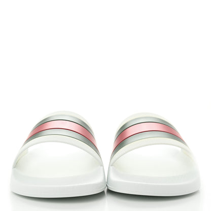 Gucci Rubber Web Mens Pool Slide Sandals 7 White Green Red 2 of 10