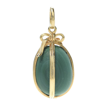 Tiffany 18K Yellow Gold Malachite Schlumberger Egg Charm 1 of 5