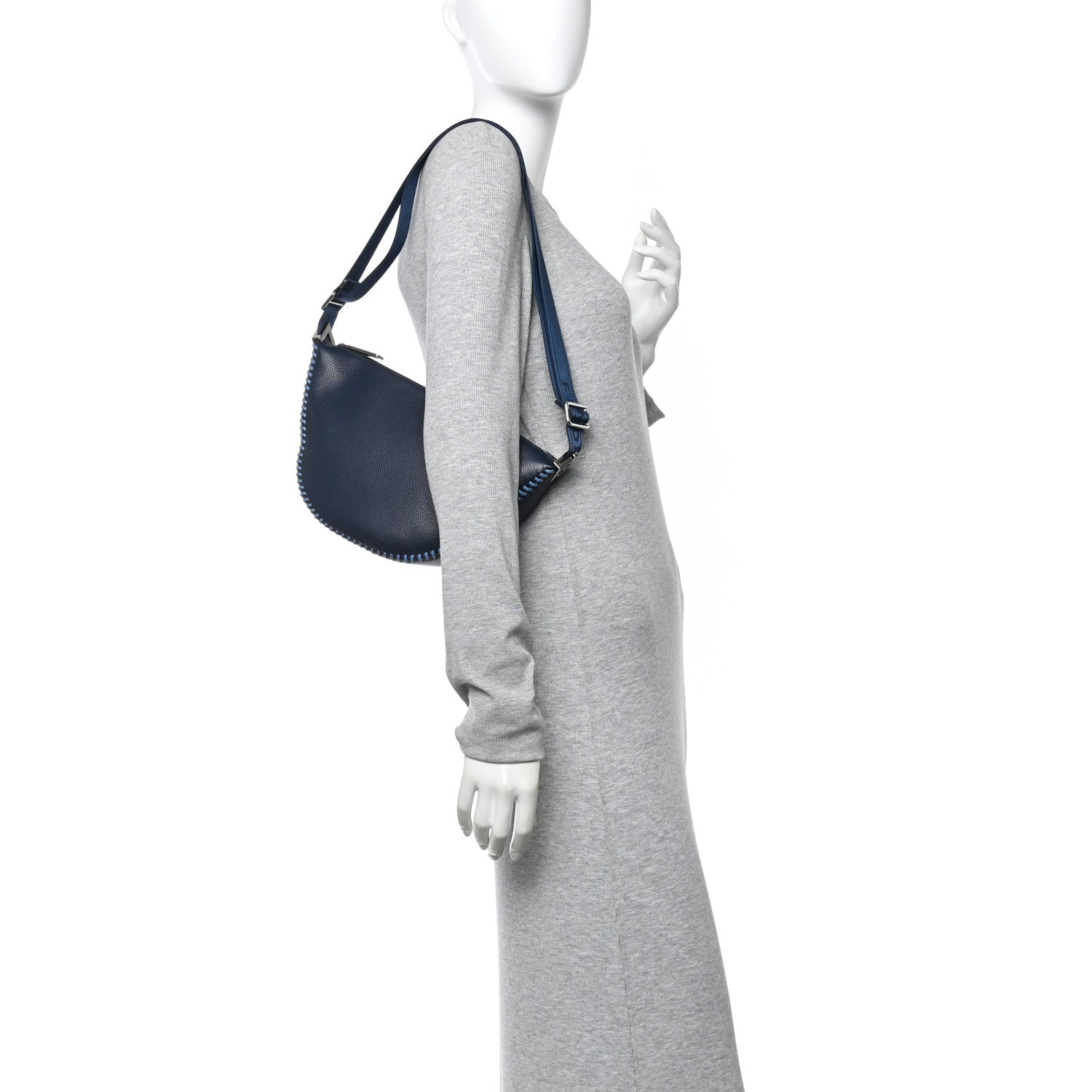 Fendi Vitello Cher Threading Small Melon Bag Dark Nuit 2 of 10