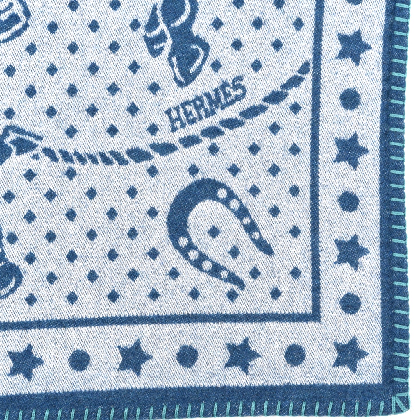 Wool Cashmere Western And Company Blanket Cobalt